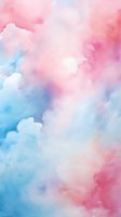 Soft watercolor abstract background in pink and blue pastel tones with flowing ethereal effects, suitable for romantic designs, wedding stationery and baby shower decor.