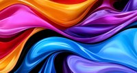 Vibrant flowing waves in rainbow colors create dynamic abstract background with smooth gradients and fluid motion for modern digital design projects.