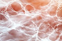 Abstract network of glowing white neural connections on soft pink background, representing artificial intelligence, brain synapses and neural pathways.
