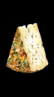 Aged cheese wedge with herb coating and creamy interior, isolated on transparent background. Ready for culinary designs, food packaging, restaurant menus, print-on-demand products and digital food illustrations.