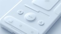 Minimalist white smartphone interface with play and pause buttons in clean monochromatic design for modern app development and user experience projects.