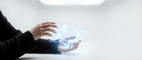 Businesswoman hand holding holographic digital wallet with euro banknotes and credit card for online payment and financial transaction concepts.