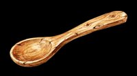 Rustic wooden spoon with natural grain texture, isolated on transparent background. Ready for kitchen clipart, stickers, t-shirt design, and print on demand use.