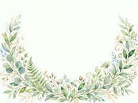 Watercolor botanical frame with green leaves and delicate foliage on light background for wedding invitations and greeting cards.