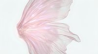 Delicate pink translucent fairy wing with ethereal flowing texture isolated on white background for fantasy design projects and magical artwork.