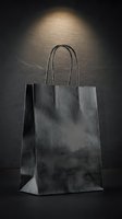 Gray linen tote bag with rope handles isolated on dark background, suitable for branding, packaging mockups, retail displays, and e-commerce product presentations.