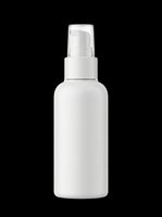 White spray bottle with pump dispenser isolated on transparent background, ready for cosmetics, skincare, cleaning product packaging, sublimation, print-on-demand designs and branding mockups.