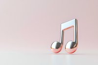 Metallic silver and rose gold musical note symbol on soft pink background, representing music, sound, and artistic expression.