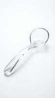 Clear glass magnifying glass with handle isolated on white background for optical tools and examination equipment.