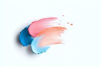 Abstract cosmetic smears in pink and blue tones on white background, makeup texture swatches showing cream or foundation consistency. Isolated makeup sample.