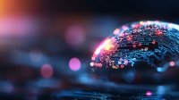 Digital brain with glowing neural networks and circuit patterns representing artificial intelligence and machine learning technology concepts.