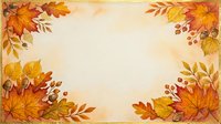 Autumn leaves and branches frame a cream-colored center space, featuring golden, orange, and red foliage in a seasonal border design suitable for fall backgrounds and invitations.