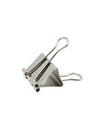 Metallic binder clip with silver handles isolated on white background, ready for office and stationery design projects.