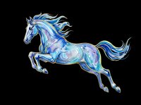 Watercolor blue horse leaping dynamically, isolated on transparent background. Ready for t-shirt design, stickers, print on demand, sublimation, and clipart use.
