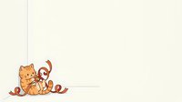 Cute orange tabby cat playing with red ribbon isolated on white background, ready for greeting cards, stationery, and children's designs.