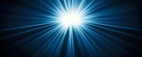 Bright starburst light effect with intense blue rays radiating from center point against dark background, creating dramatic radial illumination pattern.