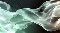 Ethereal mint green and white smoke swirls against dark background with sparkling particles, creating dynamic flowing abstract shapes for luxury branding and design projects.