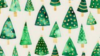 Watercolor Christmas trees with gold dots pattern on beige background. Festive winter holiday seamless design for wrapping paper, fabric, and seasonal decor.