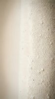 Close-up of cream textured wall surface with rough plaster finish and smooth section, architectural interior detail for modern home design projects.