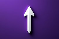 White upward pointing arrow on purple gradient background with soft shadow effect, minimalist design for business and presentation concepts.
