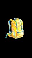Yellow and blue hiking backpack isolated on transparent background, ready for t-shirt design, clipart, stickers, print-on-demand products and sublimation projects.