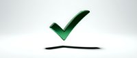 Green checkmark symbol floating above a black line on white background, isolated for web design, applications, and marketing materials.