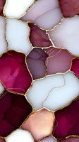 Abstract burgundy and white marble effect with gold veining pattern. Luxury geode-inspired design featuring deep wine red, blush pink, and pearl tones connected by metallic lines.