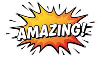 Comic book style burst with amazing text in bold letters on colorful explosion background isolated on white for graphic design and promotional materials.