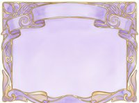 Ornate lavender frame with gold decorative borders and ribbon banner, isolated on transparent background for design, invitations, and digital projects.