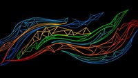 Abstract colorful flowing lines creating dynamic wave patterns on black background for modern digital art and graphic design projects.