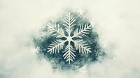 Elegant white snowflake on textured teal watercolor background, creating a winter holiday atmosphere for greeting cards and seasonal designs.
