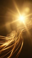 Golden light rays burst through flowing energy waves creating dynamic abstract motion with warm luminous glow and streaming light beams for modern digital design.