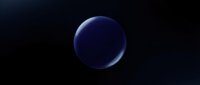 Deep blue planet sphere floating in dark space with atmospheric glow and cosmic lighting effects for astronomy and science fiction projects.