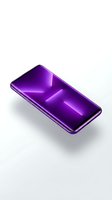 Sleek purple smartphone with glossy display and metallic frame, isolated on white background for app design, marketing, and technology presentations.
