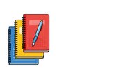 Stacked spiral notebooks in red, yellow, and blue with a pen on top, isolated on white background for design and educational use.