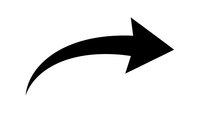 Black curved arrow pointing right on white background isolated for graphic design and presentation use.