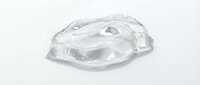 Clear plastic hinged clamshell food container isolated on white background, ready for bakery, deli, and takeout packaging design applications.