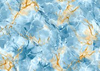 Luxurious marble pattern in light blue and gold tones creates elegant natural stone texture. Seamless repeat design for interior decor and surface patterns.