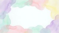 Soft pastel watercolor frame border with rainbow colors creating elegant space for text or design elements on white background.