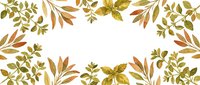 Autumn foliage border with golden and bronze leaves arranged around white space, suitable for seasonal designs, invitations, and decorative backgrounds.