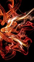 Abstract flowing flames with dynamic orange and red swirls creating energetic motion patterns against black background for creative design projects.