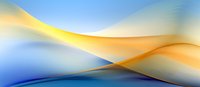 Smooth flowing waves in soft blue and golden yellow create dynamic abstract background with gentle gradient transitions and curved lines for modern design projects.