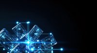 Digital circuit board with glowing blue nodes and connecting lines representing data flow, network connectivity, and technology infrastructure for web design and digital innovation projects.