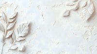 Delicate white paper leaves casting soft shadows on textured plaster wall background create minimalist artistic composition for modern interior decor and design projects.