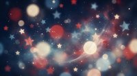 Patriotic bokeh background with red white and blue lights and stars creating festive American holiday atmosphere for celebrations and decorations.