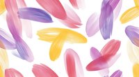 Colorful brush strokes in pink, purple, and yellow create an abstract pattern on white background. Isolated design element suitable for textiles and graphics.