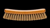 Wooden cleaning brush with natural bristles, isolated on transparent background. Ready for clipart, stickers, print on demand, sublimation, and t-shirt design use.