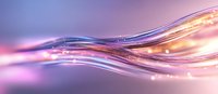 Abstract flowing lines with glowing golden and purple waves create dynamic motion against blurred background, suitable for modern business presentations and luxury designs.