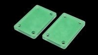 Two green translucent skateboard riser pads isolated on transparent background, ready for stickers, print on demand, clipart, and T-shirt design use.