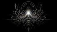 Sacred geometry mandala with intricate golden lines radiating from central light point on black background for spiritual meditation designs.